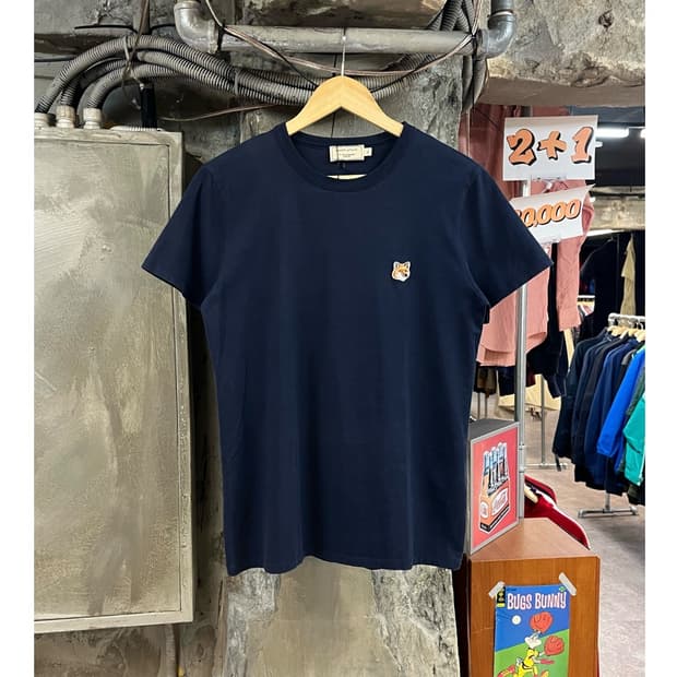 메종키츠네 폭스 헤드 패치 반팔티 네이비 XS #csz3326