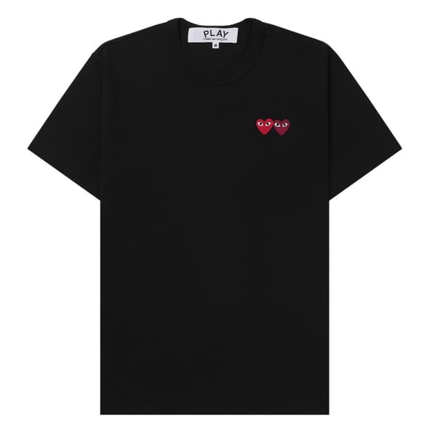 플레이 꼼데가르송 더블 하트 티셔츠 블랙