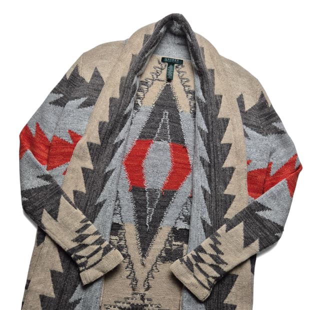 [S] 로렌 랄프로렌 아즈텍 숄카라 가디건