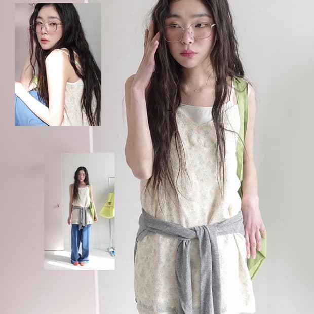 데일리쥬 플라워 자가드 레이어드 원피스