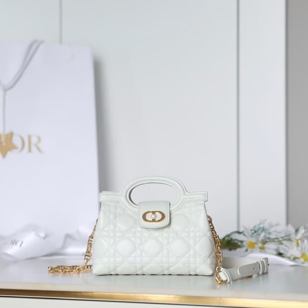 디올 S3123UNJB 졸리 미니 탑 핸들 백 램스킨 파우더 핑크