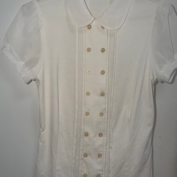double button blouse 더블버튼 화이트 블라우스 