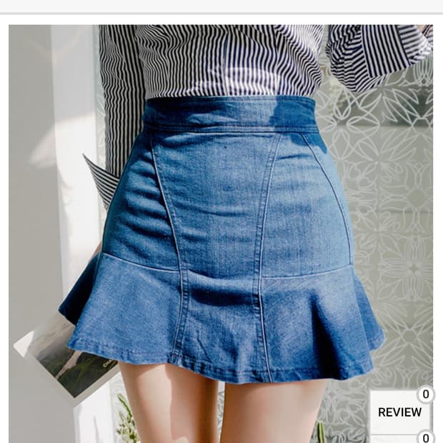 2000원 빈티지) 로맨틱 튤립 데님 데일리 플레어 청스커트