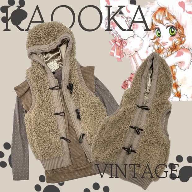 🤎라떼갸루 양털 코디세트🤎 도트 레이스 양털 떡코 러블리 조끼