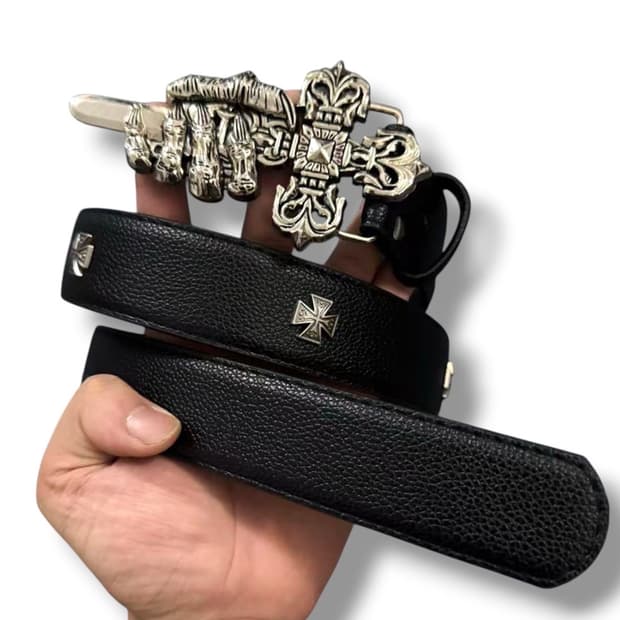 Cross ++ finger leather + charm Belt