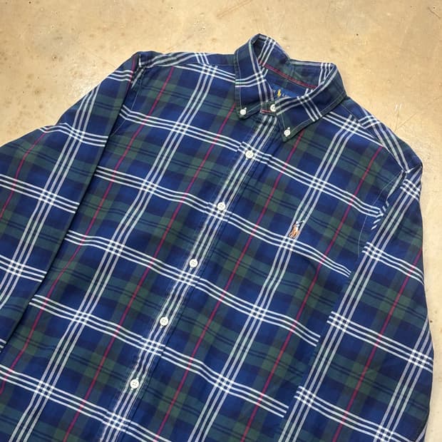 M 폴로랄프로렌 블루 체크 셔츠