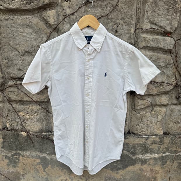 폴로 랄프로렌 빈티지 화이트 코튼 반팔 셔츠