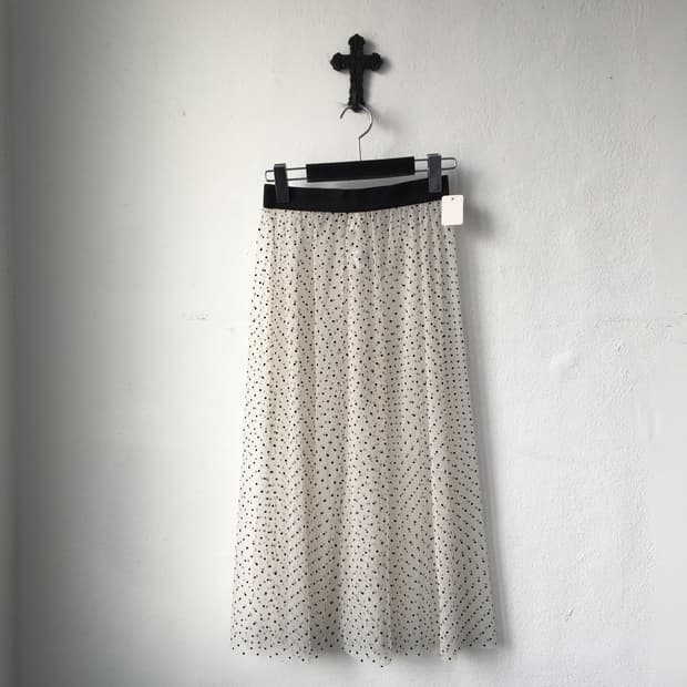 Dot pattern see through layered skirt