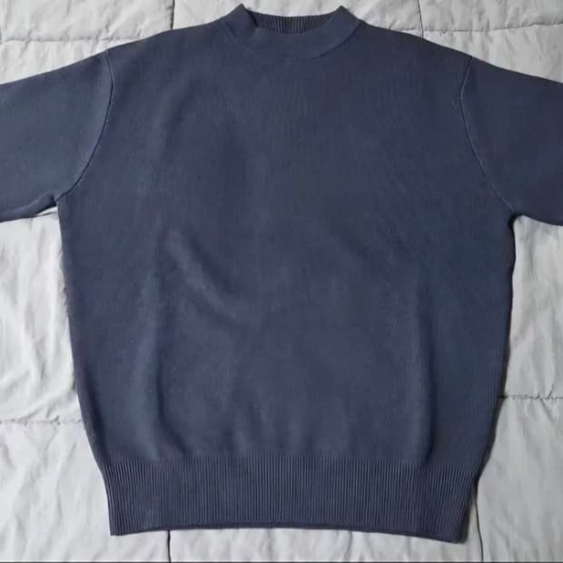 스테디에브리웨어 코튼 밀라노 립 모크 넥 니트 (다크 네이비)