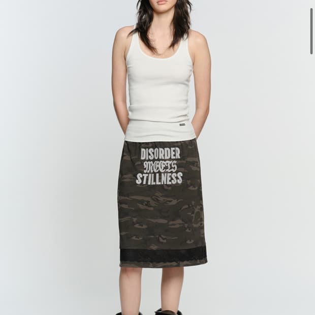 LACE TRIM MIDI SKIRT CAMO