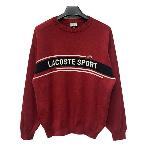 90s 서광 라코스테 스포츠 레터링 울 긴팔 니트 105