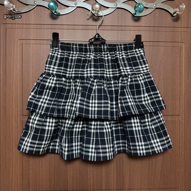 빈티지 공겜여주 서브컬쳐 지뢰계 네이비 은사 체크 캉캉 프릴 미니스커트