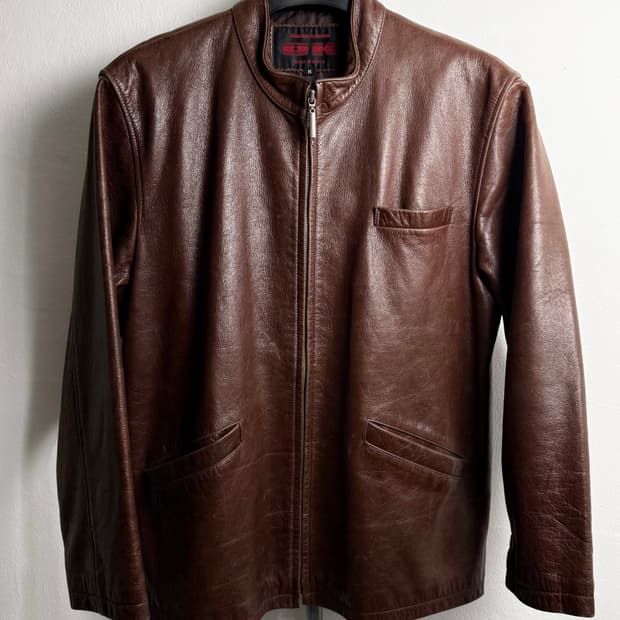 Vintage Cowhide Leather Zip Up Jacket