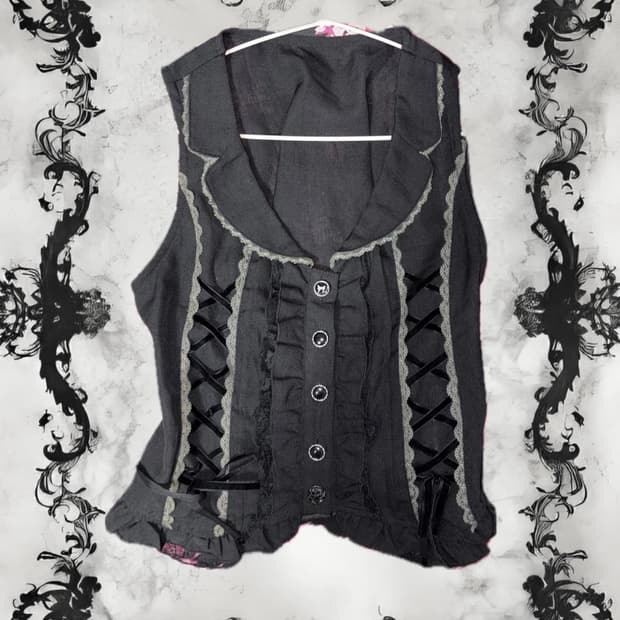 엑시즈팜 프릴 블랙 베스트 axesfemme vest