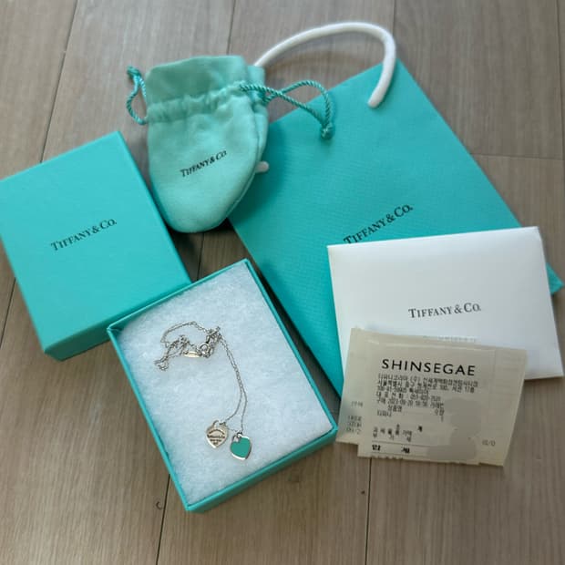 티파니앤코 리턴 투 티파니 블루 더블하트 태그 펜던트 미니실버