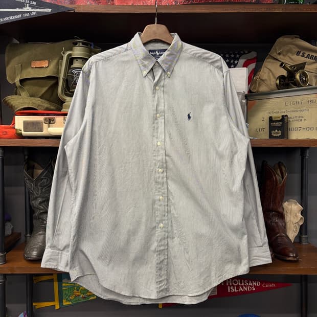90s 폴로 랄프로렌 핀포인트 스트라이프 옥스포드 셔츠N336  