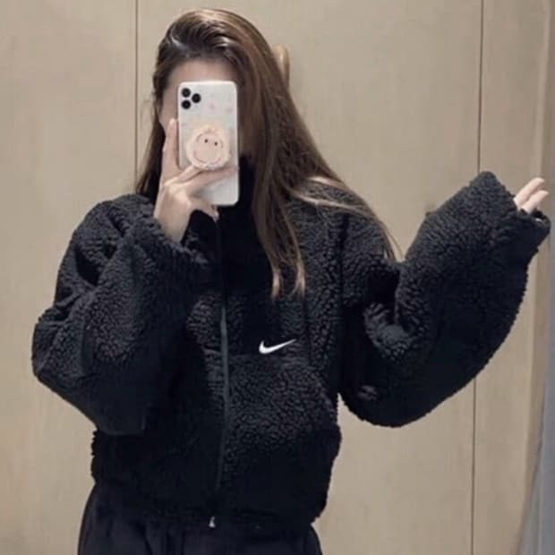 나이키 크롭 부클 셰르파 뽀글이 빅로고 후리스 점퍼 트랙탑