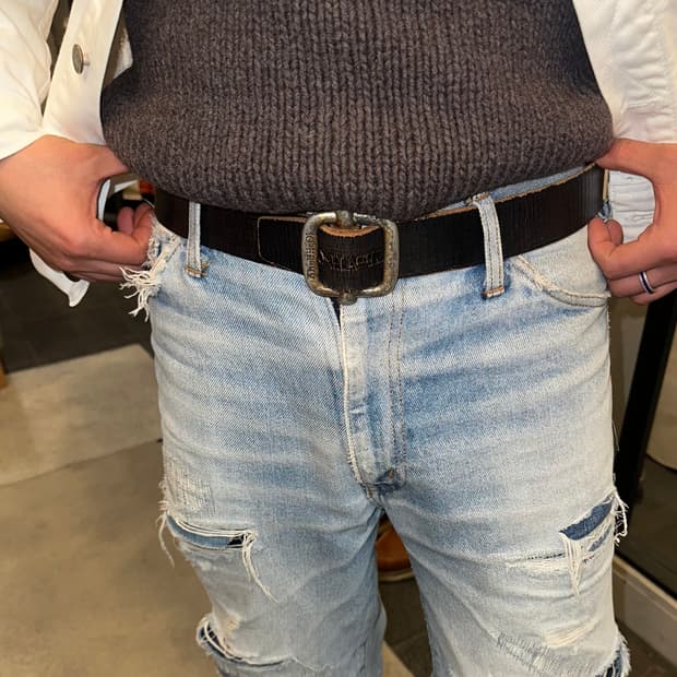 Real leather only buckle detail belt 