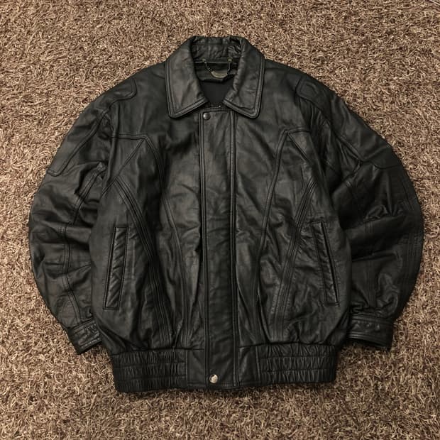 빈티지 소가죽 봄버 레더 가죽 자켓