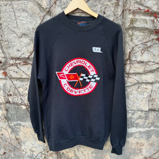 90s 쉐보레 빈티지 자수 스웻 셔츠 맨투맨 블랙 L