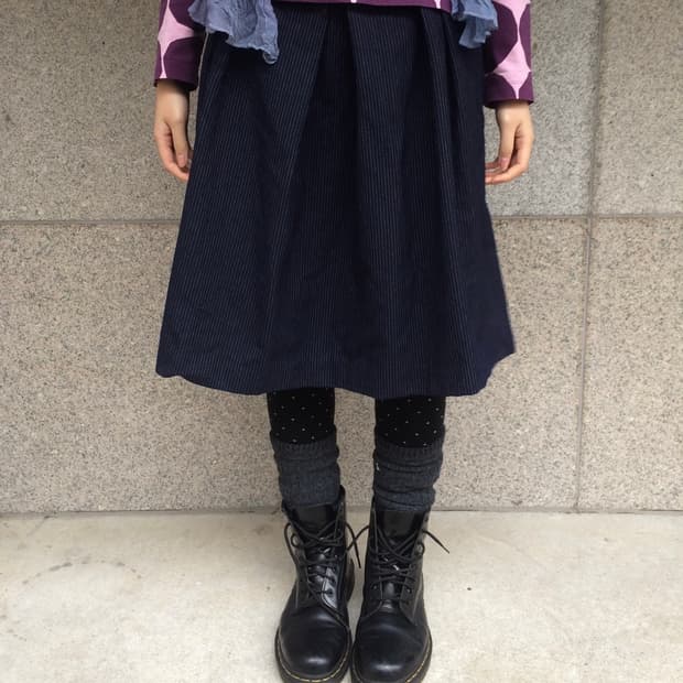 스트라이프 턱 스커트