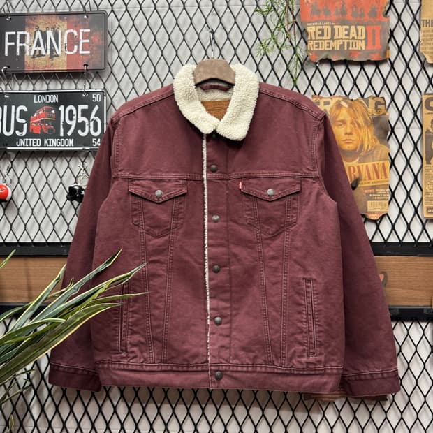 리바이스 타입 3 쉐르파 트러커 자켓 와인