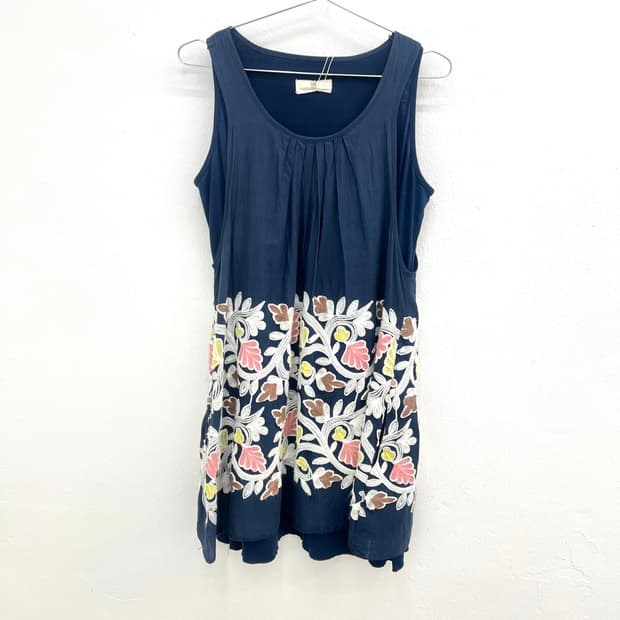 Navy embroidered tank dress