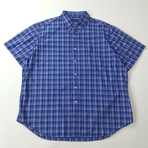 CA642 2XL 폴로 블루 마드라스체크 반팔 셔츠 남방