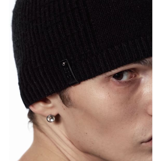 ETCE LEATHER LABEL BEANIE (BLACK)