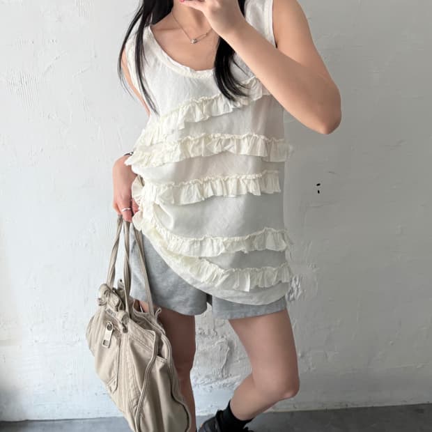 Polo 폴로 랄프로렌 진스 컴퍼니 프릴 슬리브리스 탑