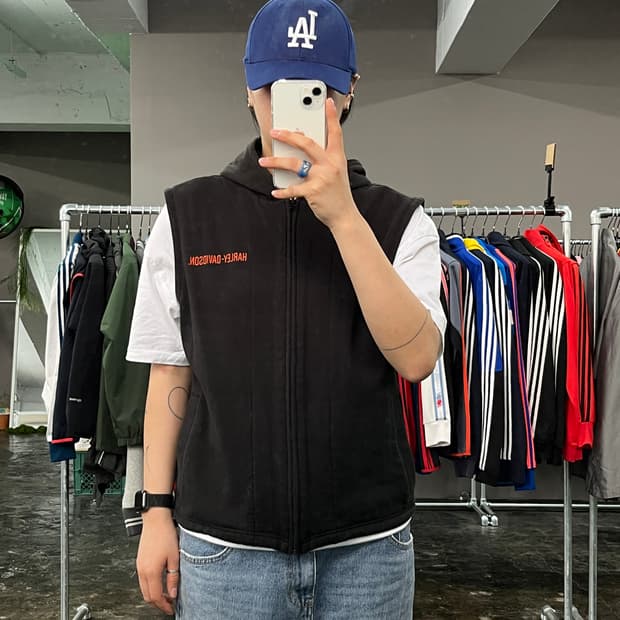 할리 데이비슨 후드 집업 조끼