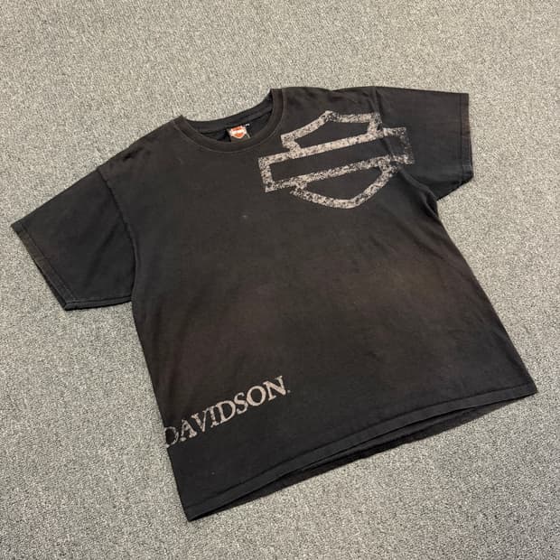OS) 할리데이비슨 빈티지 프린팅 반팔 티셔츠
