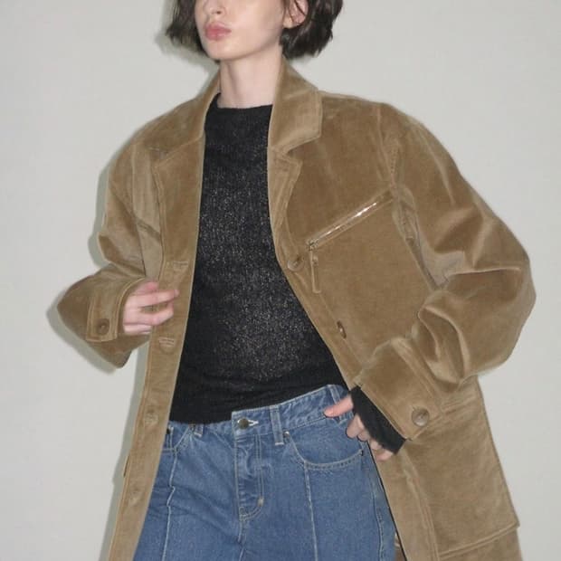 파르티멘토우먼 코듀로이 카 코트 베이지