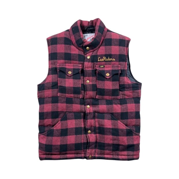 Lee 레드체크패턴 패딩 베스트