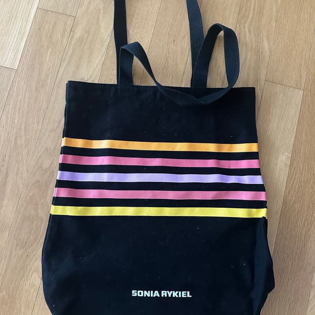 소니아 리키엘 무지개 스트라이프 에코백