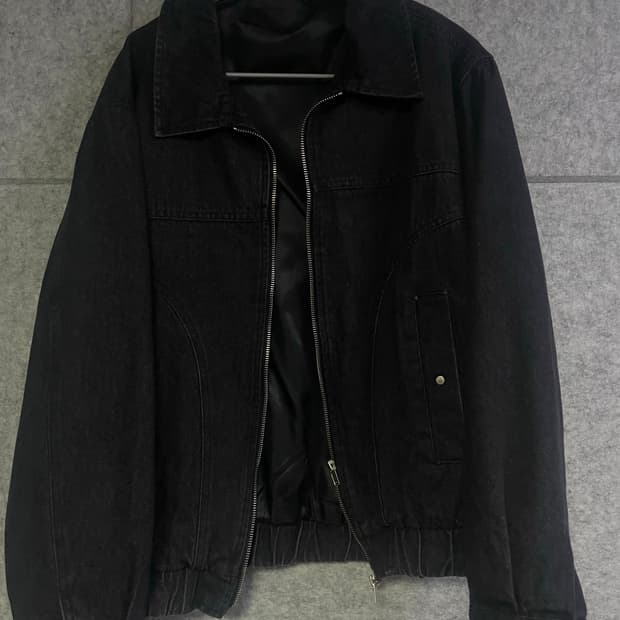 블랙 데님 스타일 항공 점퍼