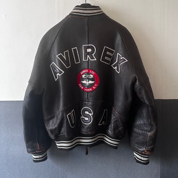 90s 아비렉스 레더 바시티 자켓