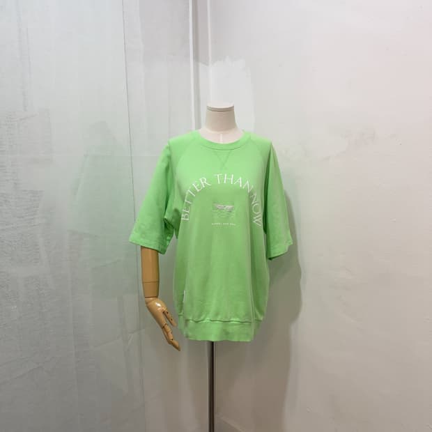 (M)배럴 형광연두 반팔맨투맨 스웻셔츠 오버핏반팔 5031