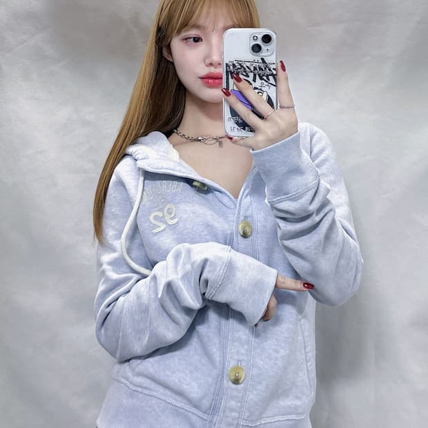 아베크롬비 베이비블루 버튼 후드집업 