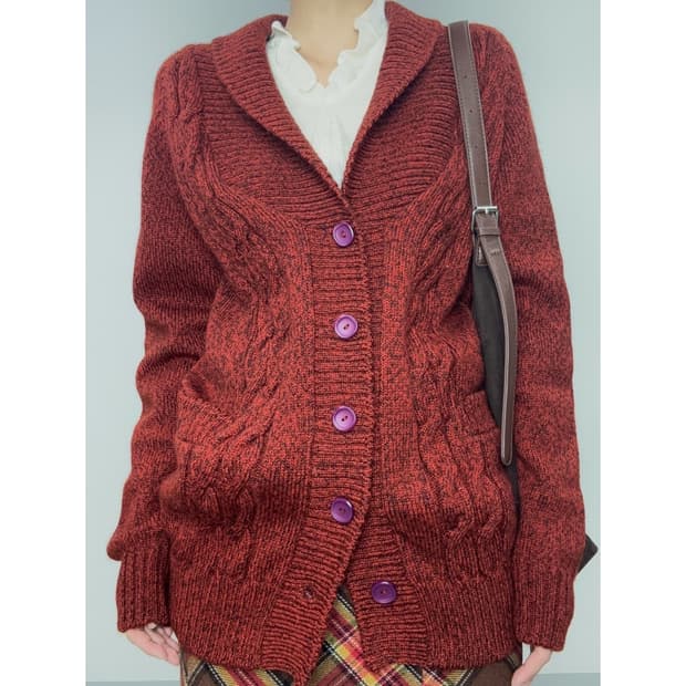 빈티지 레드 가디건