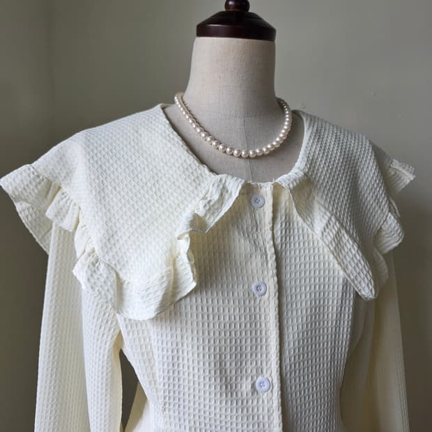 와플 빅카라 블라우스