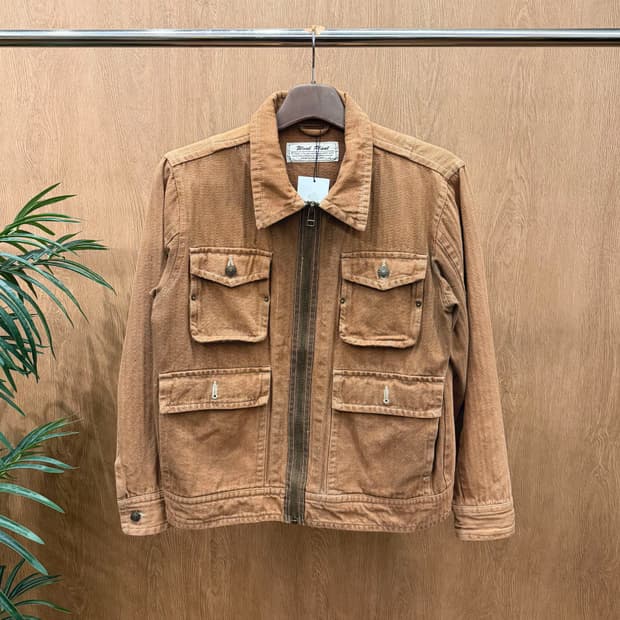 빈티지 코튼 자켓 멀티 플랩 포켓 디테일 레귤러핏 브라운