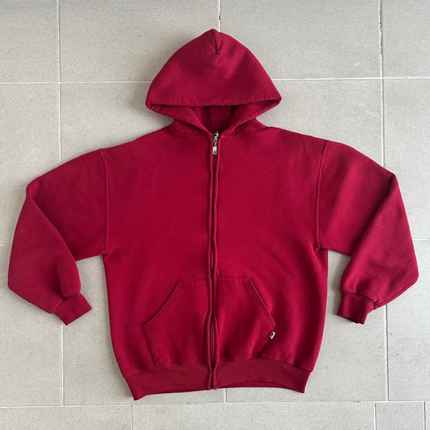 90s 빈티지 러셀 후드집업 레드 L USA