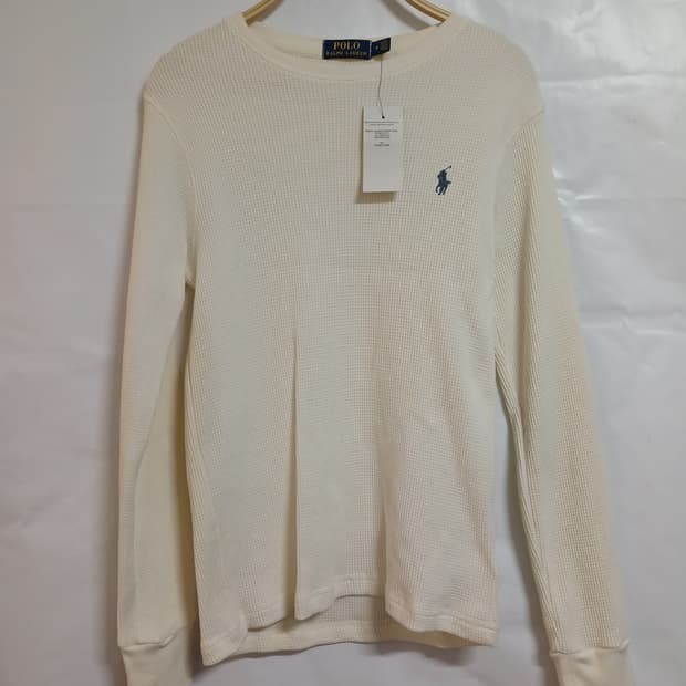 (새상품,M,95)폴로 랄프로렌 남성 와플긴팔면티 아이보리
