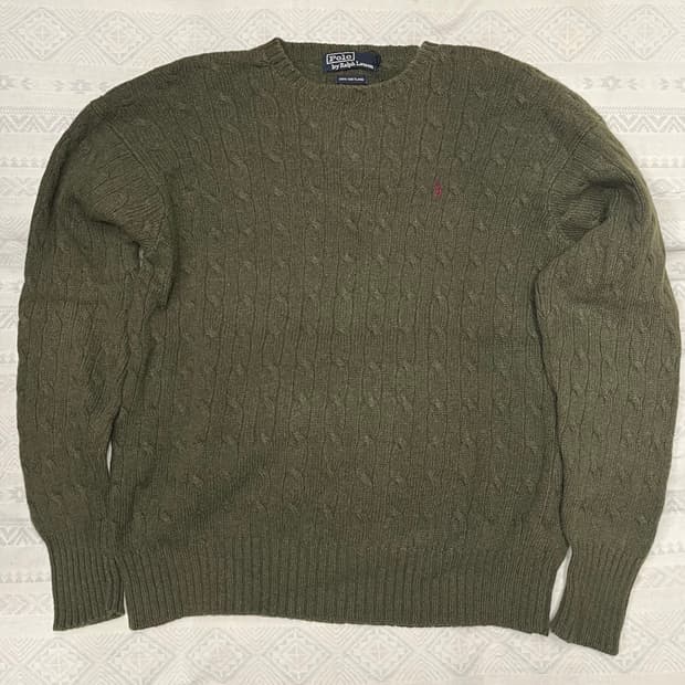 폴로 랄프로렌 케이블 니트 올리브