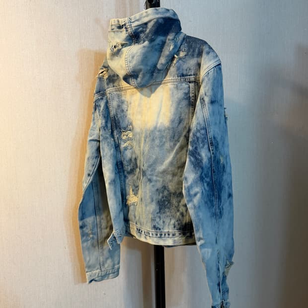 떠그클럽 데미지 데님 크롭 후드자켓