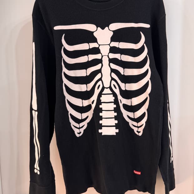 슈프림 본즈 헤인즈 써멀 크루넥티 블랙 L