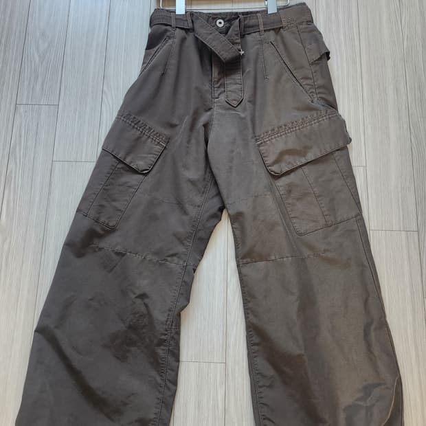 폴리테루 나일론 벨티드 카고팬츠 오렌지브라운