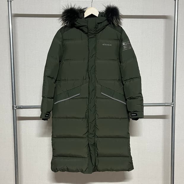 아이더 후드털 카키색 롱패딩 M