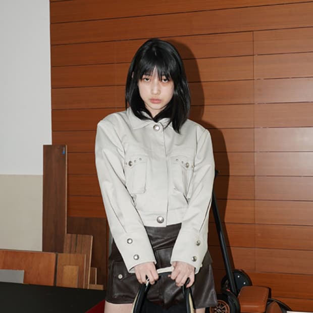 데어드 리벳 코튼 블루종 자켓